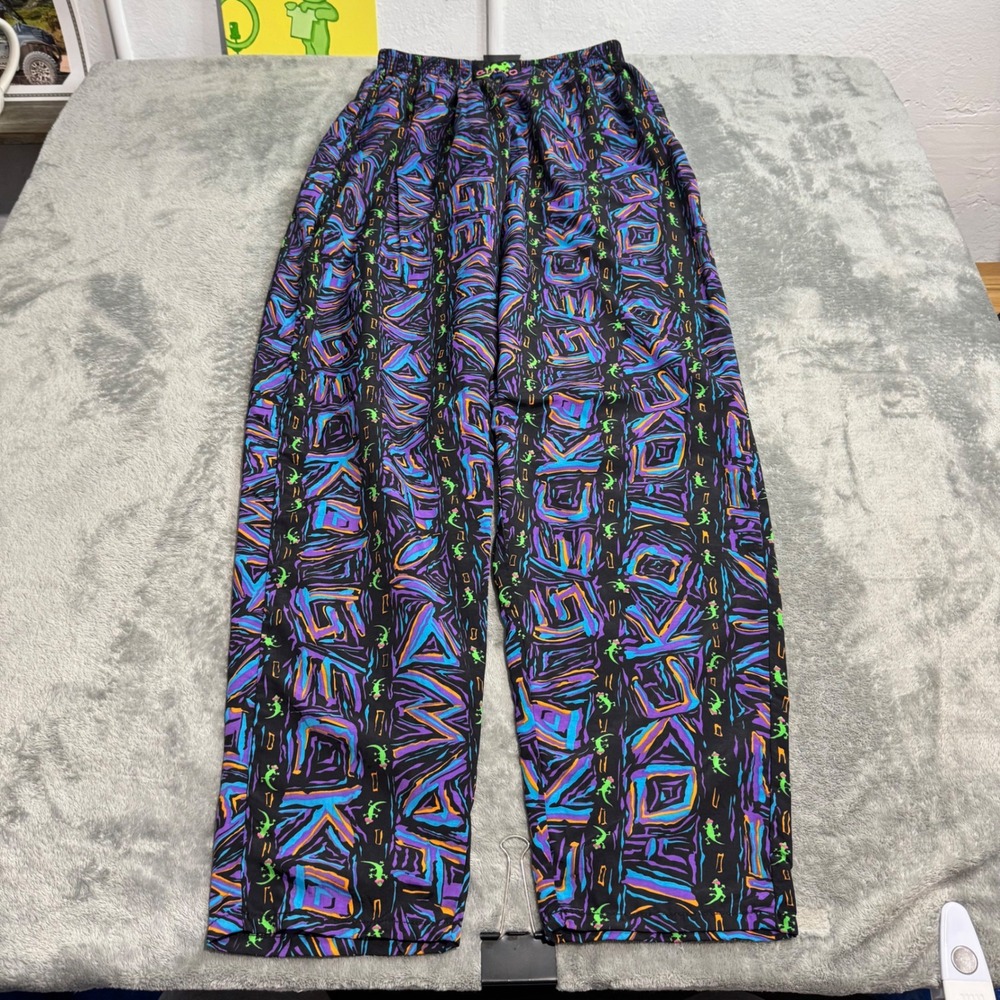 VTG 90s Gecko Hawaii Mens Medium Beach Pants Multi Color Gecko Print RARE Surf